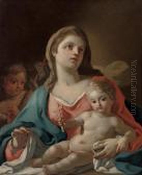 The Madonna And Child With The Infant Saint John The Baptist Oil Painting by Francesco de Mura