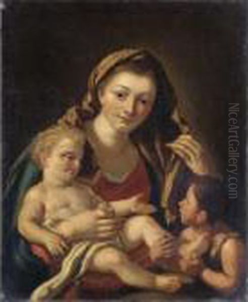 Madonna Col Bambino E San Giovannino Oil Painting by Francesco de Mura