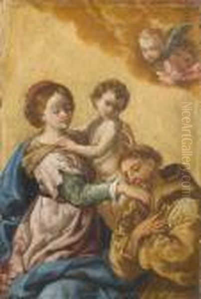 The Madonna And Child With Saint Francis Oil Painting by Francesco de Mura