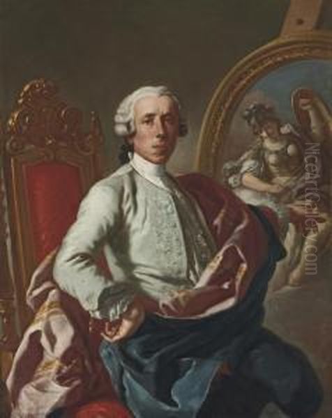 Portrait Of The Artist, Three-quarter-length Oil Painting by Francesco de Mura