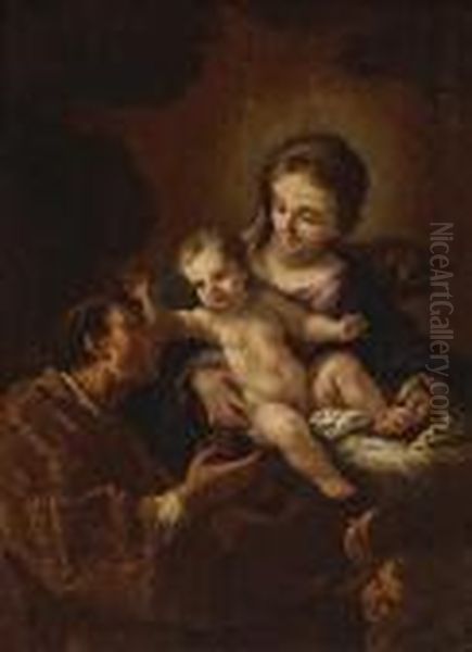 The Madonna And Child With An Attendant Figure Oil Painting by Francesco de Mura