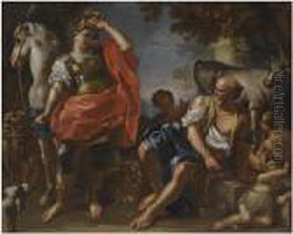 Erminia Among The Shepherds Oil Painting by Francesco de Mura