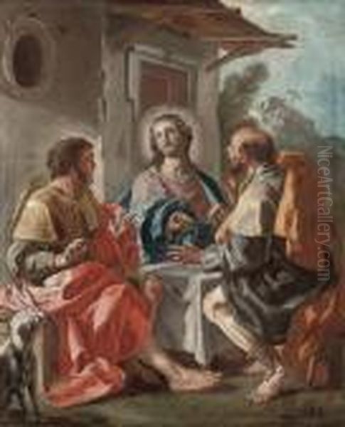 The Supper At Emmaus Oil Painting by Francesco de Mura