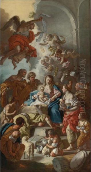 The Adoration Of The Shepherds Oil Painting by Francesco de Mura