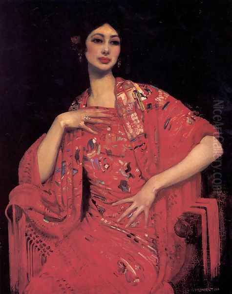 The Red Shawl Oil Painting by George Lambert