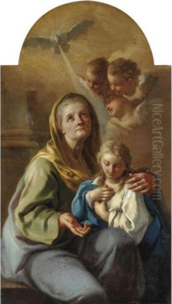 Sant'anna E La Vergine Bambina Oil Painting by Francesco de Mura