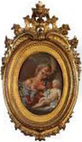 San Giuseppe E Il Bambin Gesu Oil Painting by Francesco de Mura