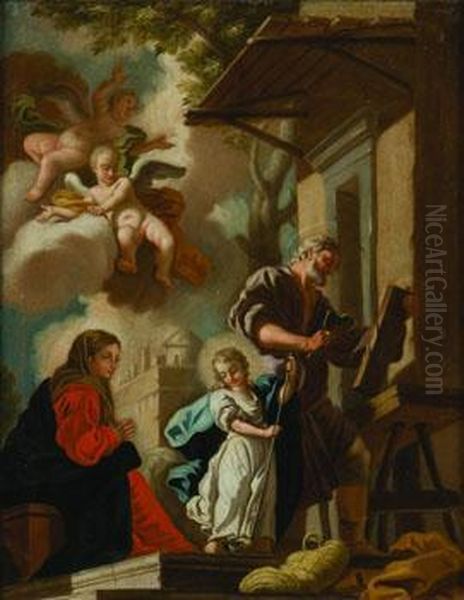 S. Anna E San Gioacchino Con La Vergine Oil Painting by Francesco de Mura