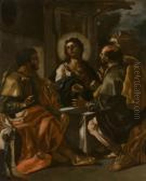 Cena In Emmaus Oil Painting by Francesco de Mura