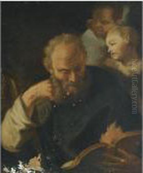 Saint Anthony Abbot With Two Putti Oil Painting by Francesco de Mura