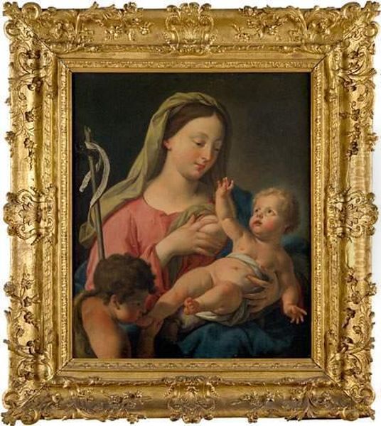 La Vierge, L'enfant Jesus Et Saint Jean Baptiste Oil Painting by Francesco de Mura