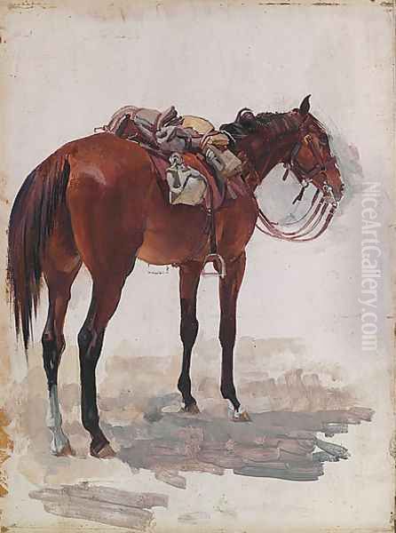 Australian troop horse, full marching order Oil Painting by George Lambert