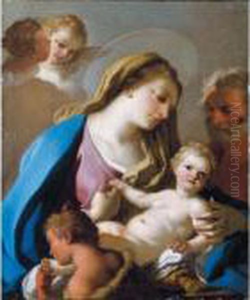 The Holy Family With The Infant Saint John The Baptist Oil Painting by Francesco de Mura