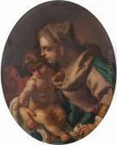 The Virgin And Child With The Infant Saint John The Baptist Oil Painting by Francesco de Mura