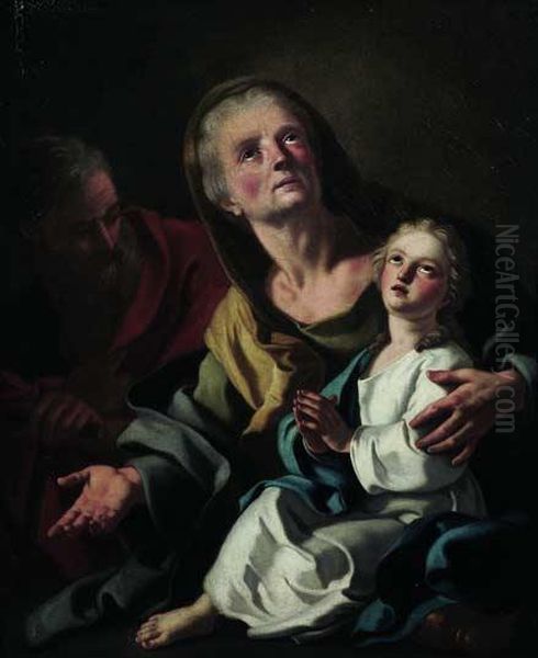 La Vergine Con Sant'anna E San Giovacchino Oil Painting by Francesco de Mura