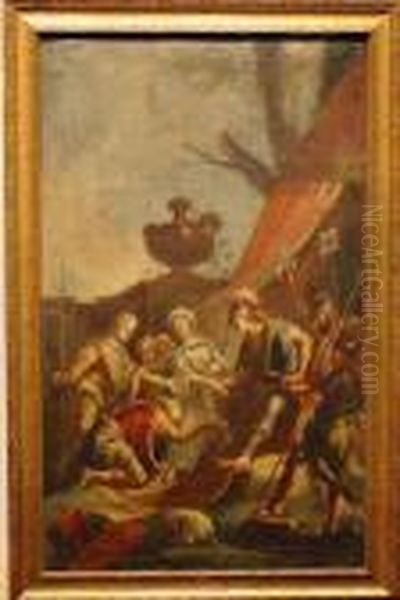 Old Testament Scene (a General Giving A Prisoner Pardon) Oil Painting by Francesco de Mura