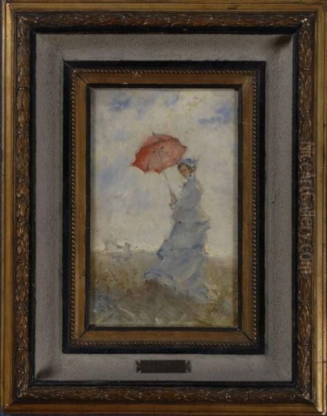 Lady With Parasol Oil Painting by Giuseppe de Nittis