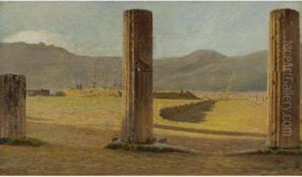 A View From Pompeii Oil Painting by Giuseppe de Nittis