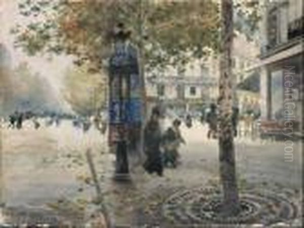 Boulevard Haussmann Oil Painting by Giuseppe de Nittis