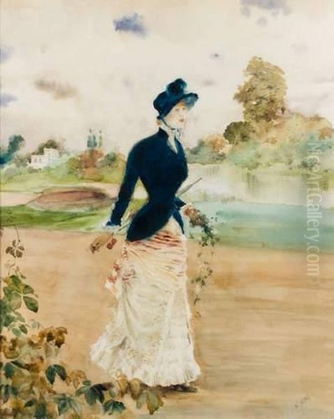 Elegante Oil Painting by Giuseppe de Nittis