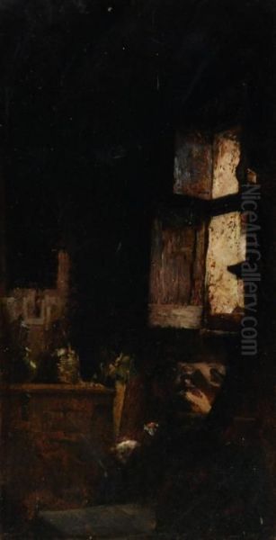 Interno Oil Painting by Giuseppe de Nittis