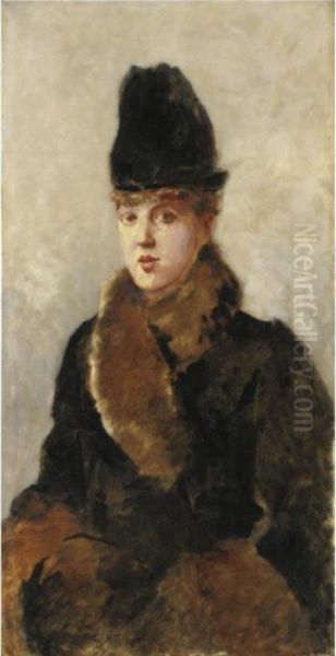 Grande Ritratto Di Signora Con La Pelliccia Oil Painting by Giuseppe de Nittis