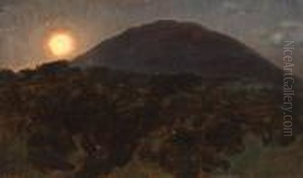 Alba Sul Vesuvio Oil Painting by Giuseppe de Nittis