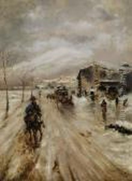 Paesaggio Con Neve Oil Painting by Giuseppe de Nittis