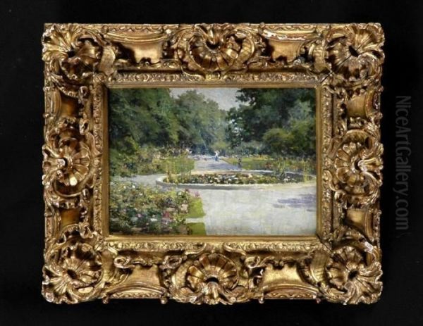 Park Scene Oil Painting by Giuseppe de Nittis