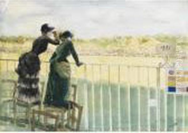 Alle Corse Di Longchamp Oil Painting by Giuseppe de Nittis