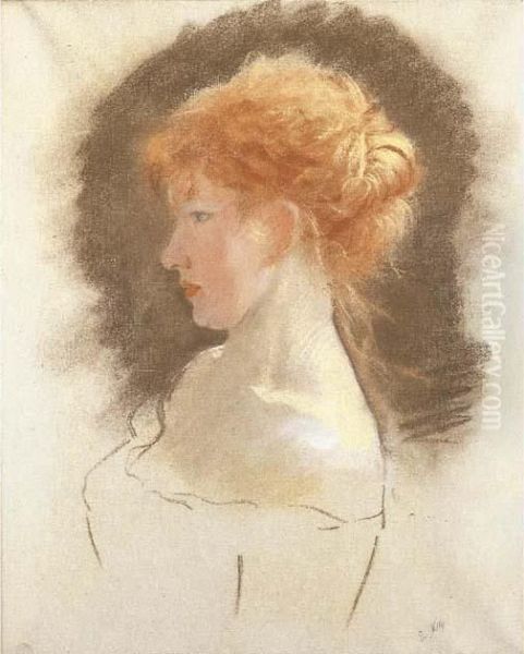 Testa Di Donna Bionda Oil Painting by Giuseppe de Nittis