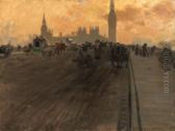 Westminster Bridge Ii Oil Painting by Giuseppe de Nittis