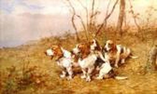 Chiens De Meute. Oil Painting by Charles Olivier De Penne