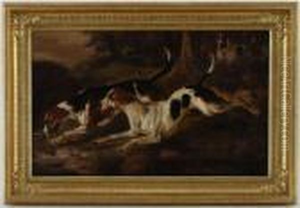 Chiens De Chasse Oil Painting by Charles Olivier De Penne