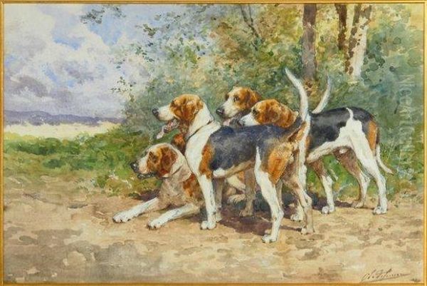 Relais De Chiens De Meute Oil Painting by Charles Olivier De Penne