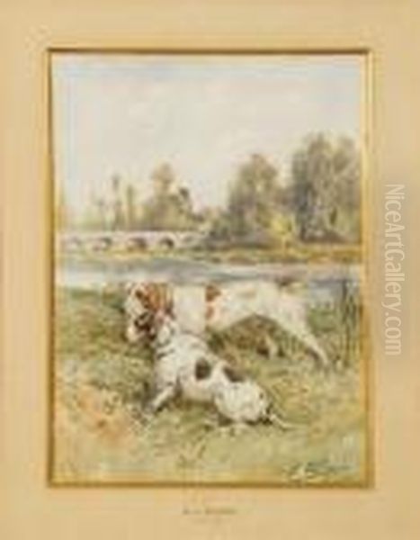 Chiens D'arret Oil Painting by Charles Olivier De Penne