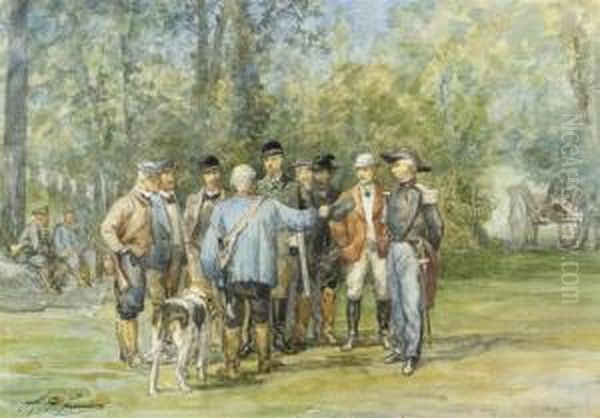 Company Of Riders Oil Painting by Charles Olivier De Penne