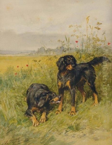 Deux Gordons Oil Painting by Charles Olivier De Penne