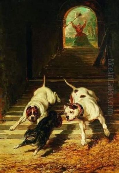 S De Chiens Oil Painting by Charles Olivier De Penne