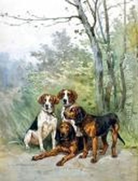 Chiens De Chasse Oil Painting by Charles Olivier De Penne