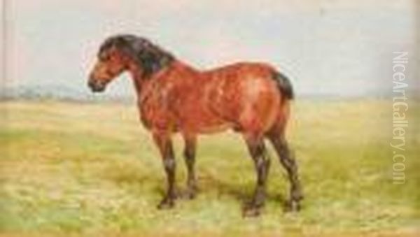 Cheval Au Pre Oil Painting by Charles Olivier De Penne