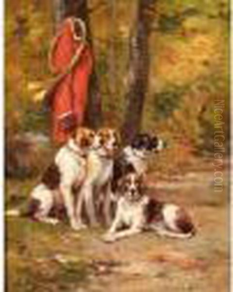 < Relais De Chiens Oil Painting by Charles Olivier De Penne