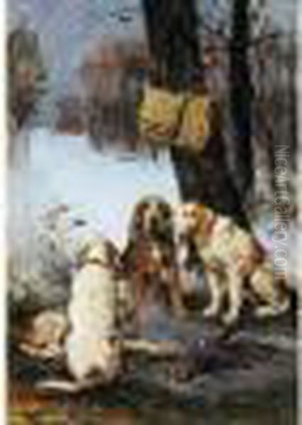 Chiens De Chasse Oil Painting by Charles Olivier De Penne