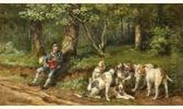 Le Relais De Six Chiens Oil Painting by Charles Olivier De Penne