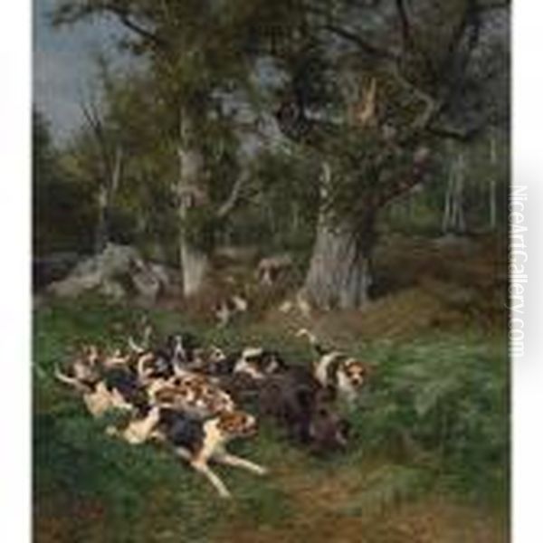 The Boar Chase Oil Painting by Charles Olivier De Penne