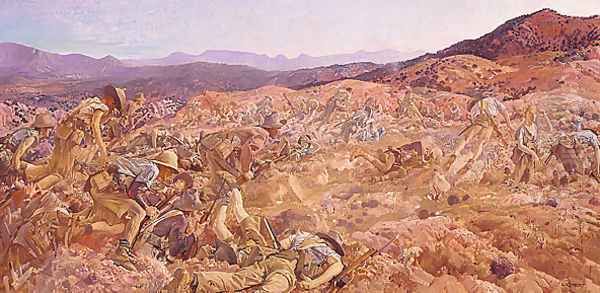 The charge of the 3rd Light Horse Brigade at the Nek, 7 August 1915 Oil Painting by George Lambert