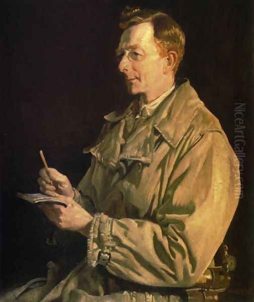 Portrait of Charles E.W. Bean, Australian official war correspondent during the First World War Oil Painting by George Lambert