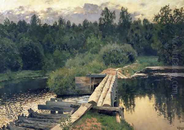 At the Shallow, 1892 Oil Painting by Isaak Ilyich Levitan