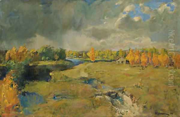 Golden Autumn by the River Oil Painting by Isaak Ilyich Levitan