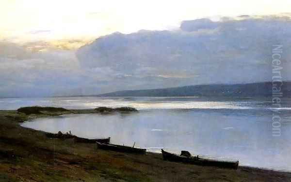 Evening on the Volga 1887 1888 Oil Painting by Isaak Ilyich Levitan